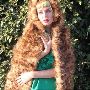 Faux Fur Animal Print Hooded Vest